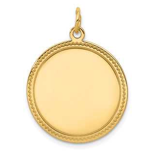 29mm x 23mm 14k Yellow Gold Plain .027 Gauge Engravable Round Disc Charm