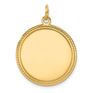 29mm x 23mm 14k Yellow Gold Plain .013 Gauge Engravable Round Disc Charm