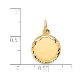 20mm x 13mm 14k Yellow Gold Etched .013 Gauge Engravable Round Disc Charm