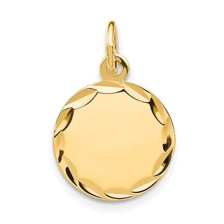 20mm x 13mm 14k Yellow Gold Etched .009 Gauge Engravable Round Disc Charm