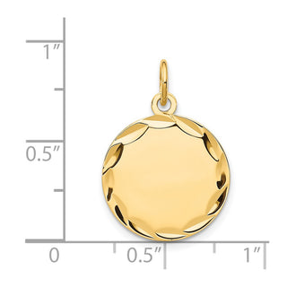 23mm x 16mm 14k Yellow Gold Etched .018 Gauge Engravable Round Disc Charm