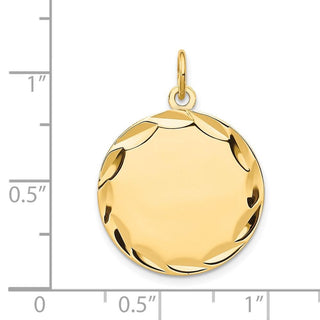 26mm x 19mm 14k Yellow Gold Etched .027 Gauge Engravable Round Disc Charm
