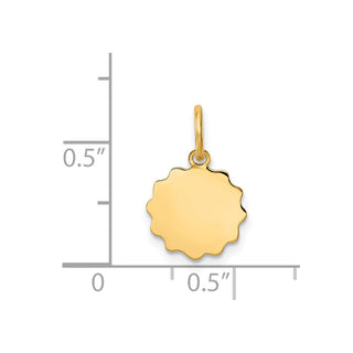 14k Yellow Gold .009 Gauge Engravable Scalloped Disc Charm XM163/09