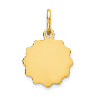 14k Yellow Gold .009 Gauge Engravable Scalloped Disc Charm XM163/09