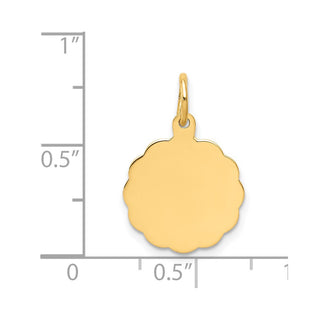 14k Yellow Gold .018 Gauge Engravable Scalloped Disc Charm XM164/18
