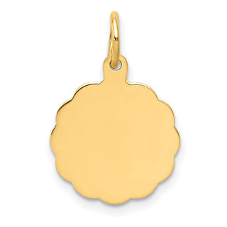 14k Yellow Gold .018 Gauge Engravable Scalloped Disc Charm XM164/18