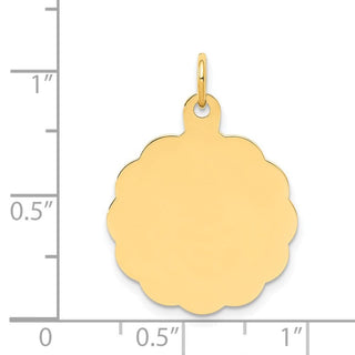 14k Yellow Gold .018 Gauge Engravable Scalloped Disc Charm XM165/18