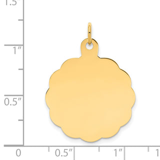 14k Yellow Gold .018 Gauge Engravable Scalloped Disc Charm XM166/18