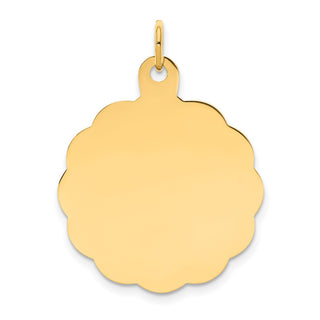 14k Yellow Gold .018 Gauge Engravable Scalloped Disc Charm XM166/18