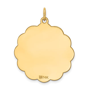 14k Yellow Gold .018 Gauge Engravable Scalloped Disc Charm XM167/18