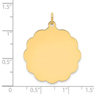 14k Yellow Gold .018 Gauge Engravable Scalloped Disc Charm XM167/18