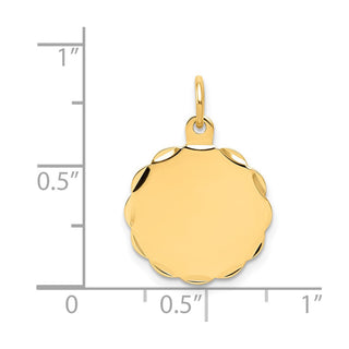 14k Yellow Gold .018 Gauge Engravable Scalloped Disc Charm XM168/18