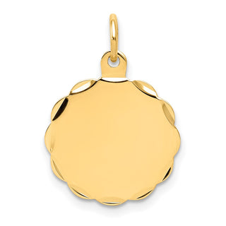 14k Yellow Gold .035 Gauge Engravable Scalloped Disc Charm XM168/35
