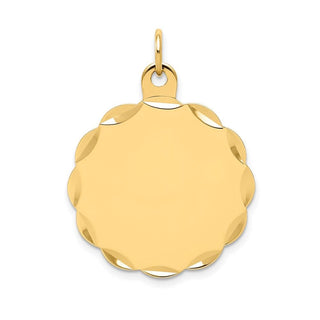14k Yellow Gold .018 Gauge Engravable Scalloped Disc Charm XM169/18