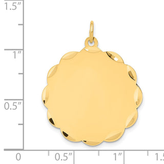 14k Yellow Gold .018 Gauge Engravable Scalloped Disc Charm XM170/18