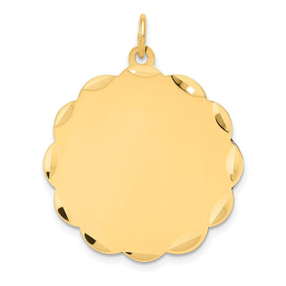 14k Yellow Gold .027 Gauge Engravable Scalloped Disc Charm XM170/27