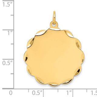 14k Yellow Gold .018 Gauge Engravable Scalloped Disc Charm XM171/18