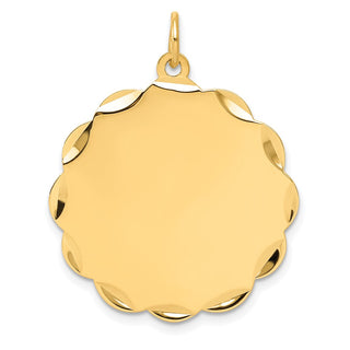 14k Yellow Gold .035 Gauge Engravable Scalloped Disc Charm XM171/35