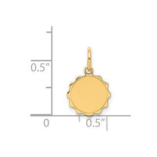 14k Yellow Gold .013 Gauge Engravable Scalloped Disc Charm XM173/13