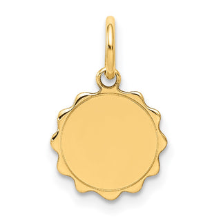 14k Yellow Gold .013 Gauge Engravable Scalloped Disc Charm XM173/13