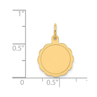 14k Yellow Gold .013 Gauge Engravable Scalloped Disc Charm XM174/13