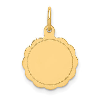 14k Yellow Gold .013 Gauge Engravable Scalloped Disc Charm XM174/13
