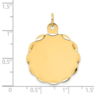14k Yellow Gold .011 Gauge Engravable Scalloped Disc Charm XM175/11