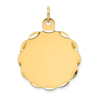 14k Yellow Gold .011 Gauge Engravable Scalloped Disc Charm XM175/11