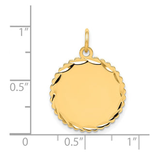 14k Yellow Gold .013 Gauge Engravable Scalloped Disc Charm XM176/13