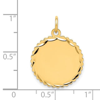 14k Yellow Gold .011 Gauge Engravable Scalloped Disc Charm XM176/11