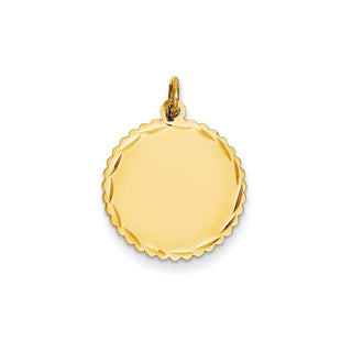 14k Yellow Gold .011 Gauge Engravable Scalloped Disc Charm XM176/11