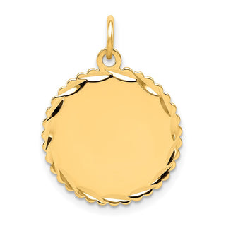 14k Yellow Gold .013 Gauge Engravable Scalloped Disc Charm XM176/13