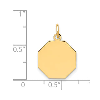 14k Yellow Gold Plain .009 Gauge Engravable Octagonal Disc Charm XM179/09