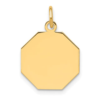 14k Yellow Gold Plain .009 Gauge Engravable Octagonal Disc Charm XM179/09