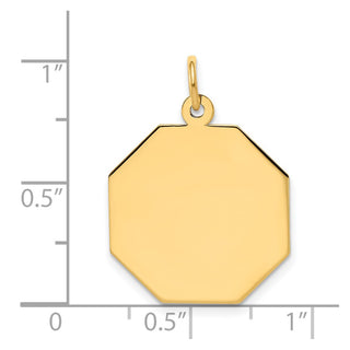 14k Yellow Gold Plain .013 Gauge Engravable Octagonal Disc Charm XM181/13