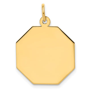 14k Yellow Gold Plain .009 Gauge Engravable Octagonal Disc Charm XM181/09
