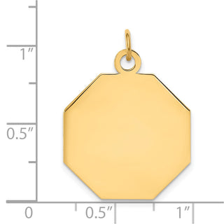 14k Yellow Gold Plain .013 Gauge Engravable Octagonal Disc Charm XM182/13