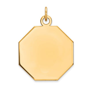 14k Yellow Gold Plain .018 Gauge Engravable Octagonal Disc Charm XM182/18