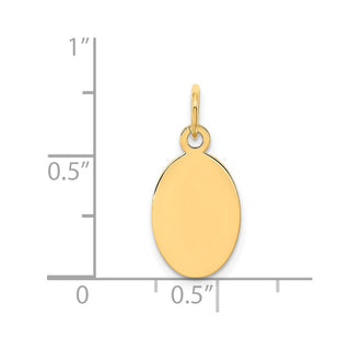 14k Yellow Gold Plain .011 Gauge Engravable Oval Disc Charm XM184/11