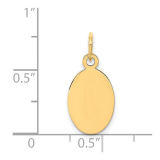 14k Yellow Gold Plain .011 Gauge Engravable Oval Disc Charm XM184/11