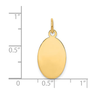 14k Yellow Gold Plain .011 Gauge Engravable Oval Disc Charm XM185/11