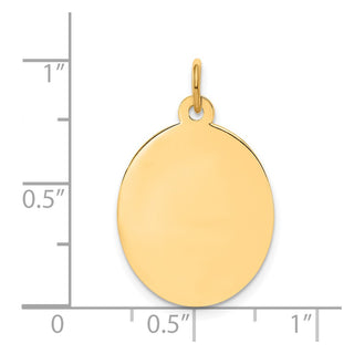 14k Yellow Gold Plain .011 Gauge Engravable Oval Disc Charm XM186/11