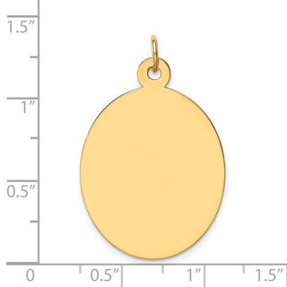 14k Yellow Gold Plain .035 Gauge Engravable Oval Disc Charm XM187/35
