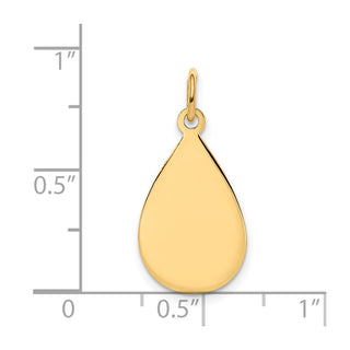 14k Yellow Gold Plain .009 Gauge Engravable Raindrop Disc Charm XM188/09