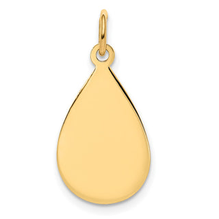 14k Yellow Gold Plain .009 Gauge Engravable Raindrop Disc Charm XM188/09
