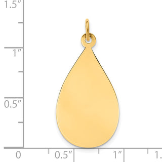 14k Yellow Gold Plain .009 Gauge Engravable Raindrop Disc Charm XM189/09