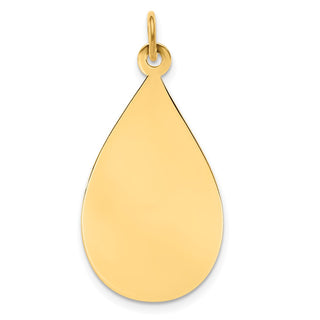 14k Yellow Gold Plain .009 Gauge Engravable Raindrop Disc Charm XM189/09