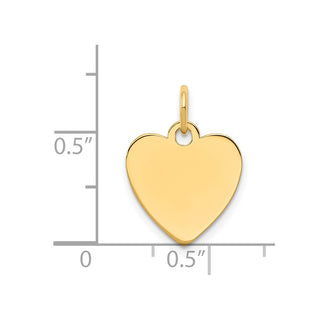 14k Yellow Gold Plain .011 Gauge Engravable Heart Disc Charm XM195/11