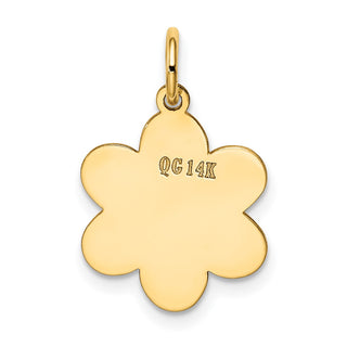 14k Yellow Gold Plain .018 Gauge Engravable Flower Disc Charm XM203/18