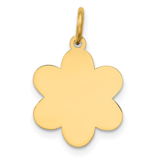 14k Yellow Gold Plain .018 Gauge Engravable Flower Disc Charm XM203/18